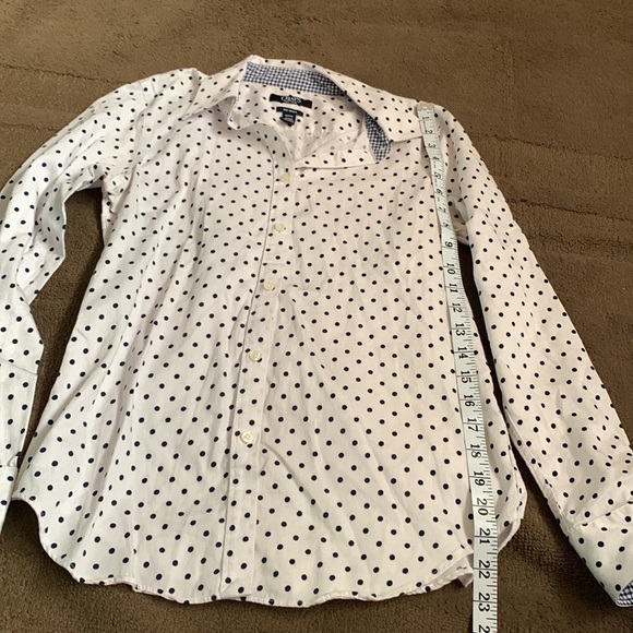 Chaps size S button down top blue polka dots - Picture 3 of 5